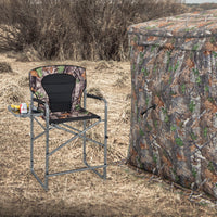 Sedia da caccia pieghevole con tavolino laterale poggiapiedi rimovibile, Sedia da regista portata 150kg 62x56x110cm-Tavoli e sedie da campeggio
