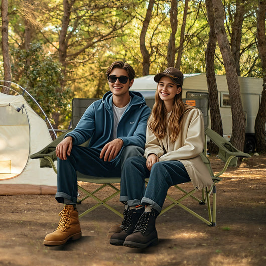 Sedia da campeggio per 2 persone con braccioli regolabili, Sedia da esterno portatile carico massimo 272 kg Verde-Tavoli e sedie da campeggio