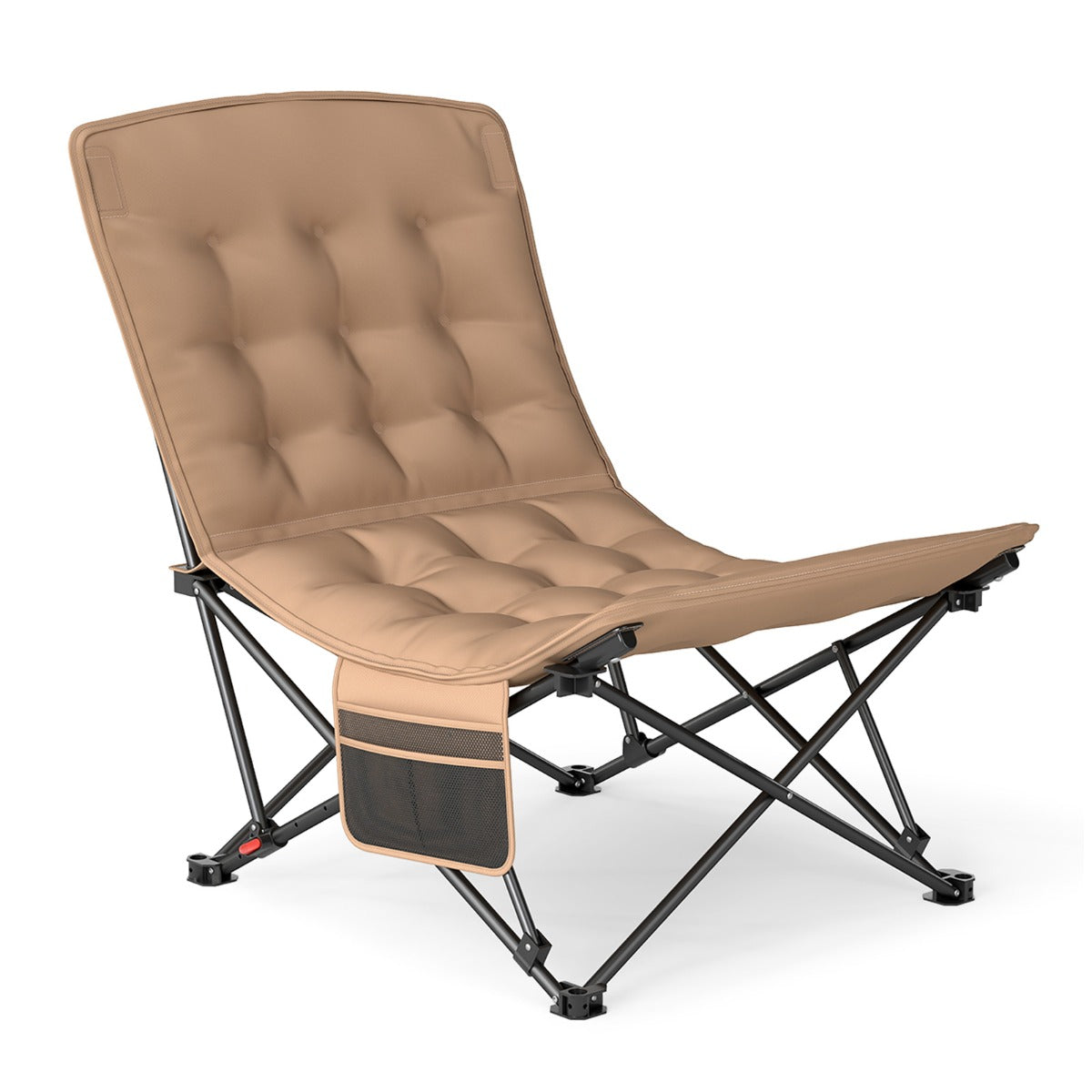 Sedia da campeggio pieghevole per adulti borsa da trasporto sedile imbottito-Lounge recliner portatile con schienale regolabile Khaki