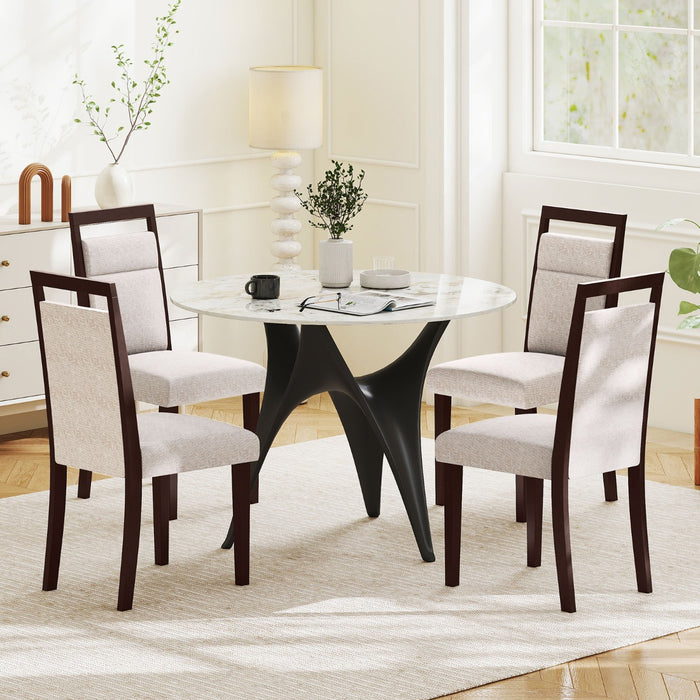 Sedia da cucina con seduta imbottita e schienale inclinabile, Sedie moderne in stile mid-century per sala da pranzo Beige-Sedie da pranzo