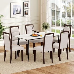 Sedia da cucina con seduta imbottita e schienale inclinabile, Sedie moderne in stile mid-century per sala da pranzo Beige-Sedie da pranzo