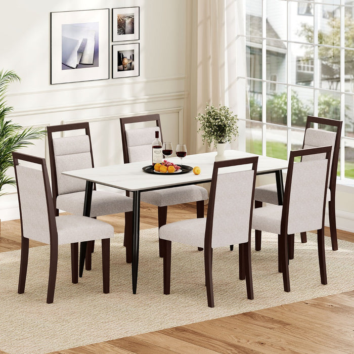 Sedia da cucina con seduta imbottita e schienale inclinabile, Sedie moderne in stile mid-century per sala da pranzo Beige-Sedie da pranzo