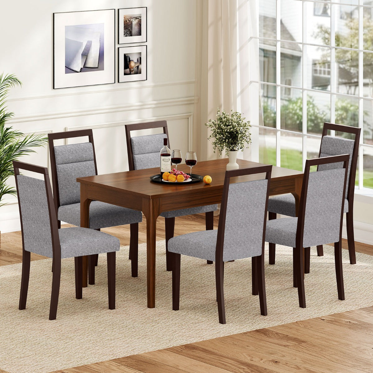 Sedia da cucina con seduta imbottita e schienale inclinabile, Sedie moderne in stile mid-century per sala da pranzo Grigio-Sedie da pranzo