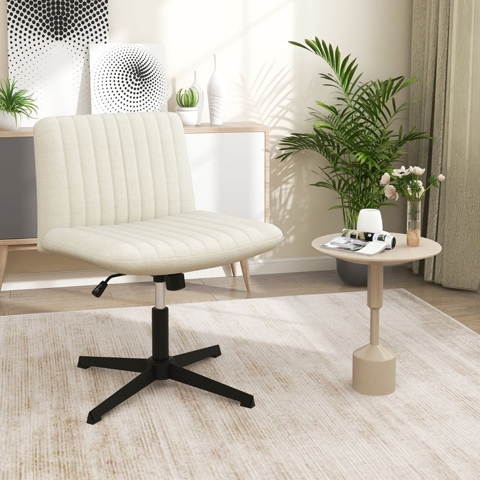 Sedia da scrivania con gambe incrociate altezza regolabile, Poltrona imbottita per ufficio con dondolo a 120¡ã Beige-Sedie e poltrone