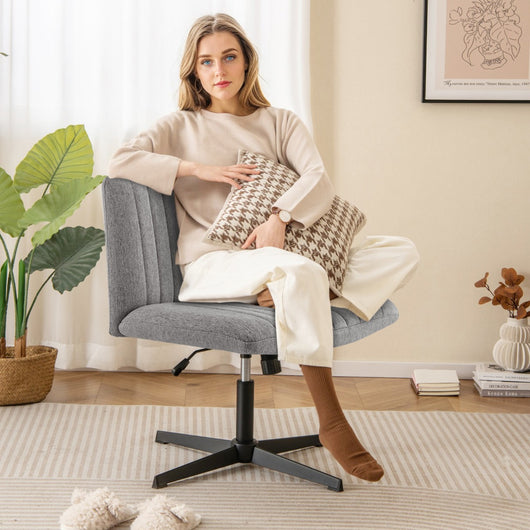 Sedia da scrivania con gambe incrociate altezza regolabile, Poltrona imbottita per ufficio con dondolo a 120¡ã Grigio-Sedie e poltrone