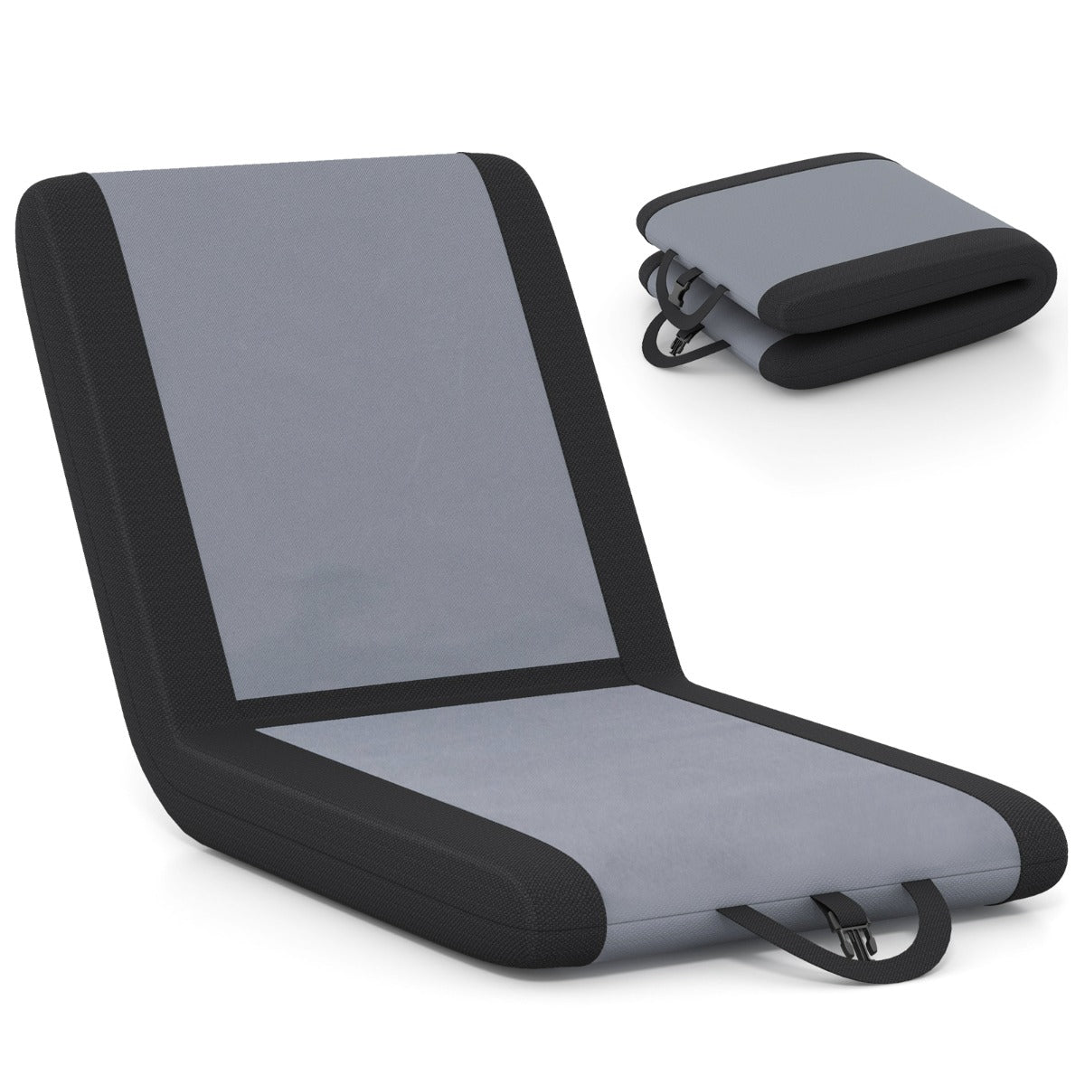Sedia da stadio portatile con supporto per la schiena e 6 posizioni reclinate, Sedia imbottita pieghevole Grigio scuro-Sedie e poltrone
