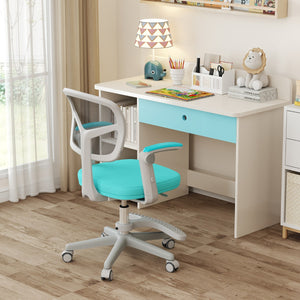 Sedia da studio con altezza regolabile da computer in rete, Sedia da scrivania per bambini ruote universali Verde-Tavoli e sedie