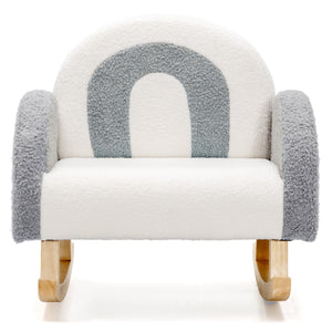 Sedia dondolo per bambini con gambe in legno massiccio e cuscinetti antiscivolo, Poltrona a dondolo Grigio-Divani per bimbi