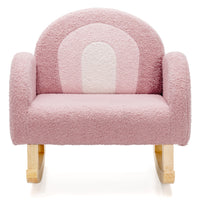 Sedia dondolo per bambini con gambe in legno massiccio e cuscinetti antiscivolo, Poltrona a dondolo Rosa-Divani per bimbi