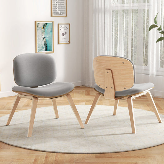 Sedia laterale imbottita con schienale curvo e sedile imbottito per cucina, Sedia moderna senza braccioli salvaspazio Grigio chiaro-Sedie e poltrone