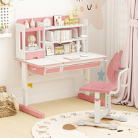 Sedia regolabile in altezza per bambini con doppi supporti dorsal, Sedia da studio con seduta traspirante Rosa-Tavoli e sedie