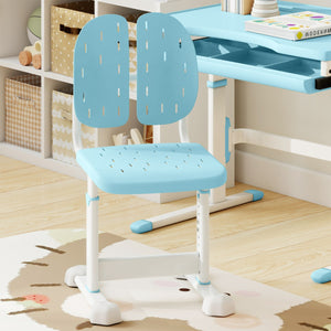 Sedia regolabile in altezza per bambini con doppi supporti dorsal, Sedia da studio con seduta traspirante Blu-Tavoli e sedie