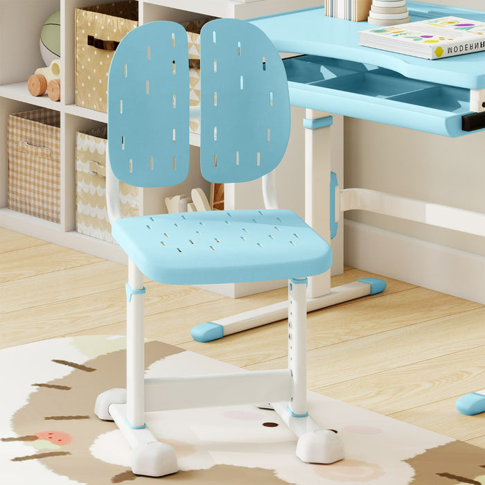Sedia regolabile in altezza per bambini con doppi supporti dorsal, Sedia da studio con seduta traspirante Blu-Tavoli e sedie