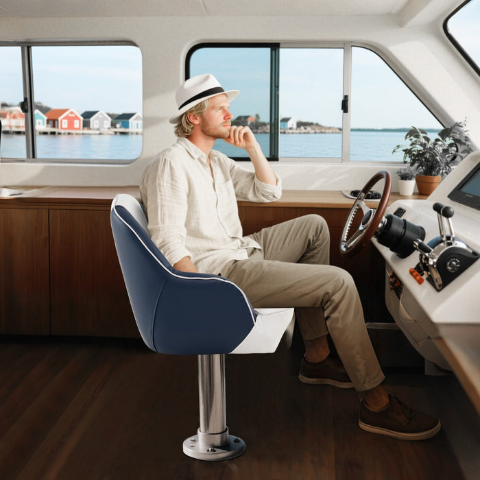 Sedia per barche con imbottitura spessa in spugna viti di montaggio, Sedia capitano con schienale avvolgente per pesca Blu-Sport acquatici