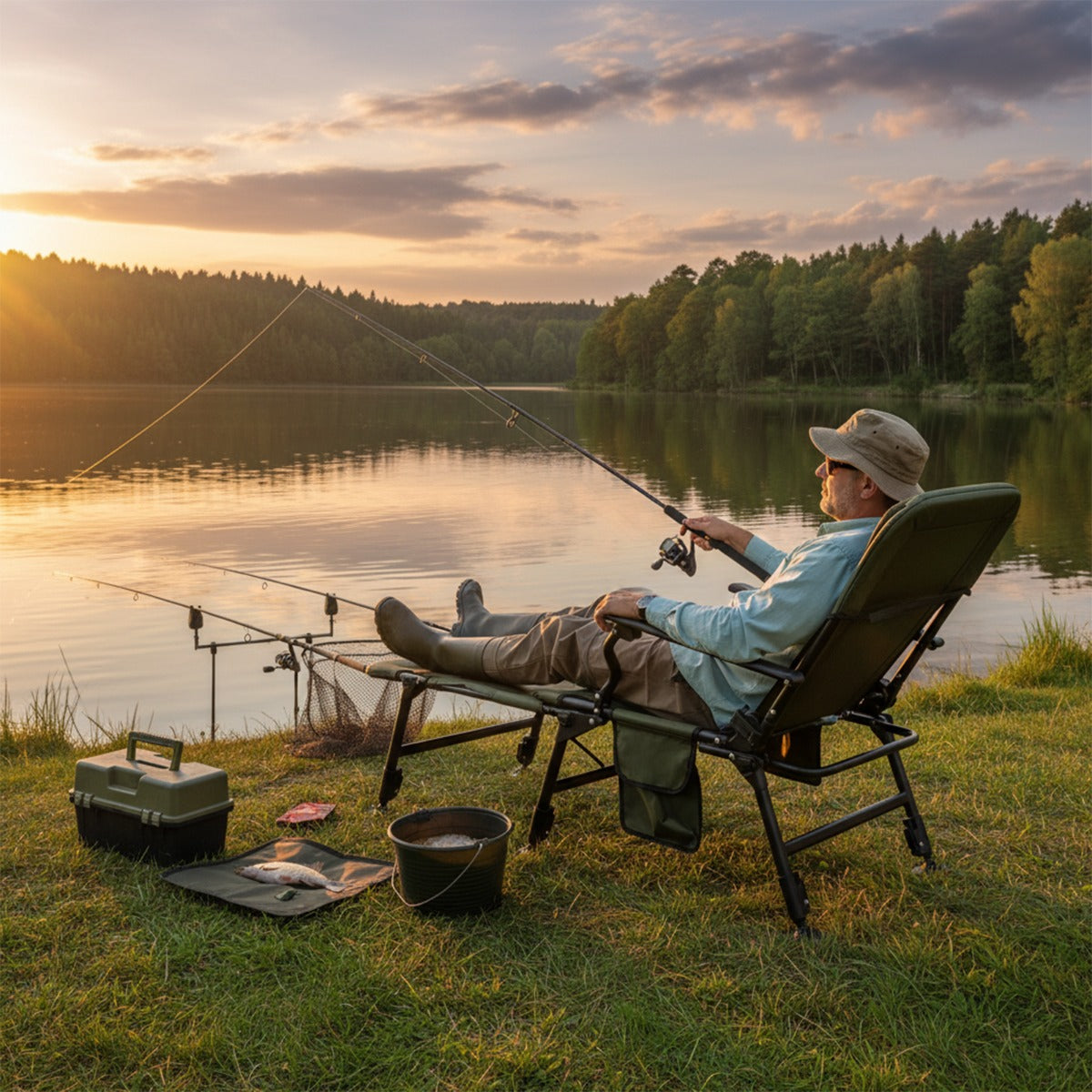 Sedia da pesca pieghevole per adulti campeggio robusta tutto terreno-Sedia da pesca pieghevole schienale alto braccioli Verde