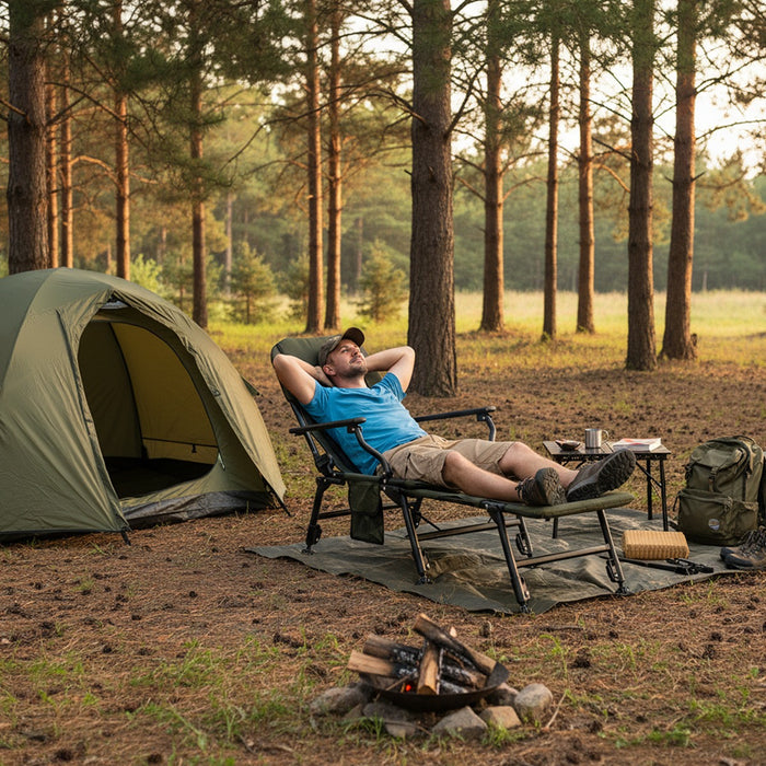 Sedia da pesca pieghevole per adulti campeggio robusta tutto terreno-Sedia da pesca pieghevole schienale alto braccioli Verde