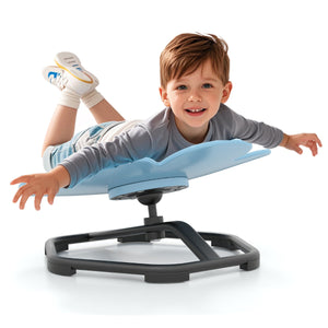 Sedia girevole a 360¡ã con aspetto fiore e base in metallo antiscivolo, Sedia sensoriale per bambini e l'equilibrio Blu chiaro-Tavoli e sedie