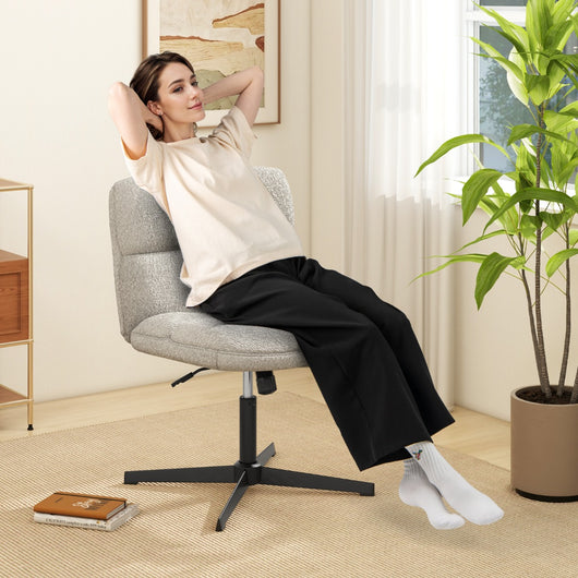 Sedia da ufficio a gambe incrociate con altezza regolabile rotazione a 360¡ã-Sedia da ufficio senza braccioli da lavoro per studio Grigio chiaro