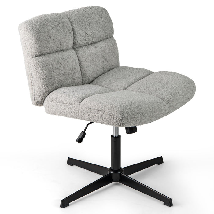 Sedia da ufficio a gambe incrociate con altezza regolabile rotazione a 360¡ã-Sedia da ufficio senza braccioli da lavoro per studio Grigio chiaro