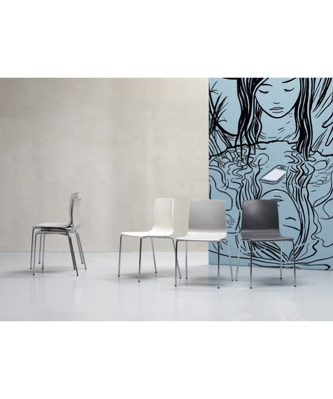 SEDIE ALICE CHAIR SET DA 4 TECNOPOLIMERO e ACCIAIO MADE IN ITALY SCAB DESIGN - Rosso Geranio 42