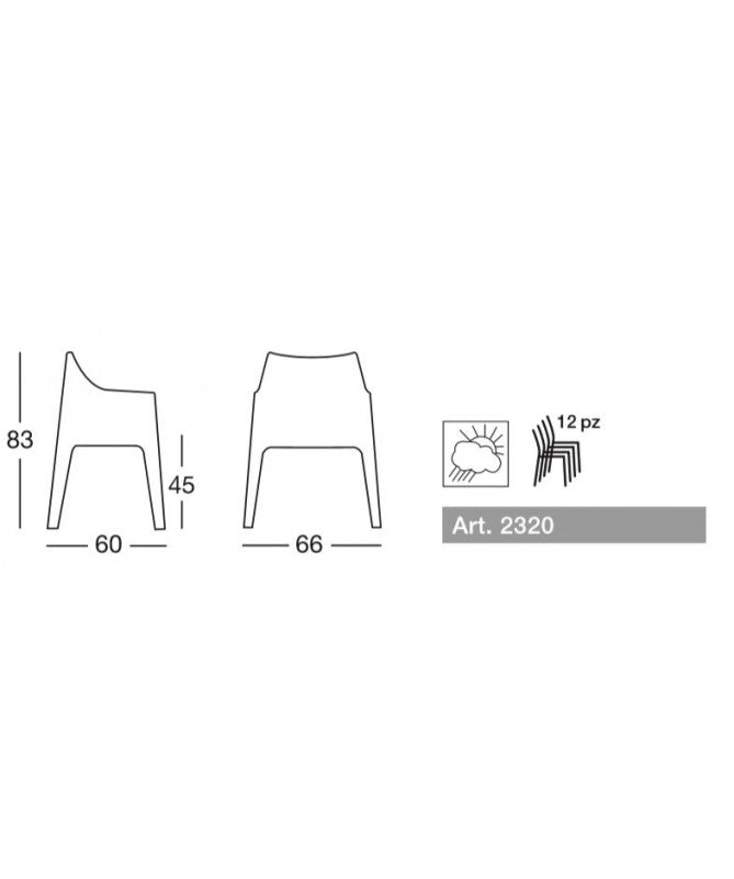 SEDIE COCCOLONA SET DA 2 in TECNOPOLIMERO MADE IN ITALY SCAB DESIGN - Antracite 81