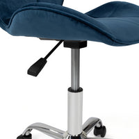 IDMarket - Sedie da scrivania in velluto blu con rotelle ROBINE