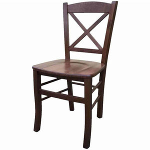 Set 2 sedie croce legno tinta noce seduta legno (760) - Mobili 2G