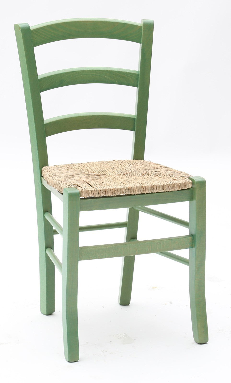 Set 02 sedie in legno massello finitura anilina verde/paglia - Mobili 2G