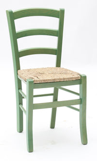 Set 02 sedie in legno massello finitura anilina verde/paglia - Mobili 2G