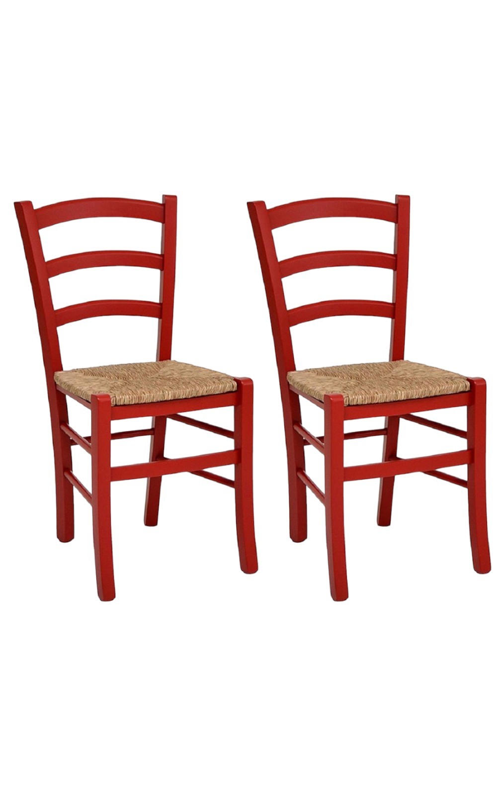 Set 02 sedie in legno massello finitura anilina rossa/paglia - Mobili 2G