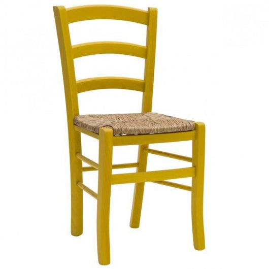 Set 02 sedie in legno massello finitura anilina giallo/paglia - Mobili 2G
