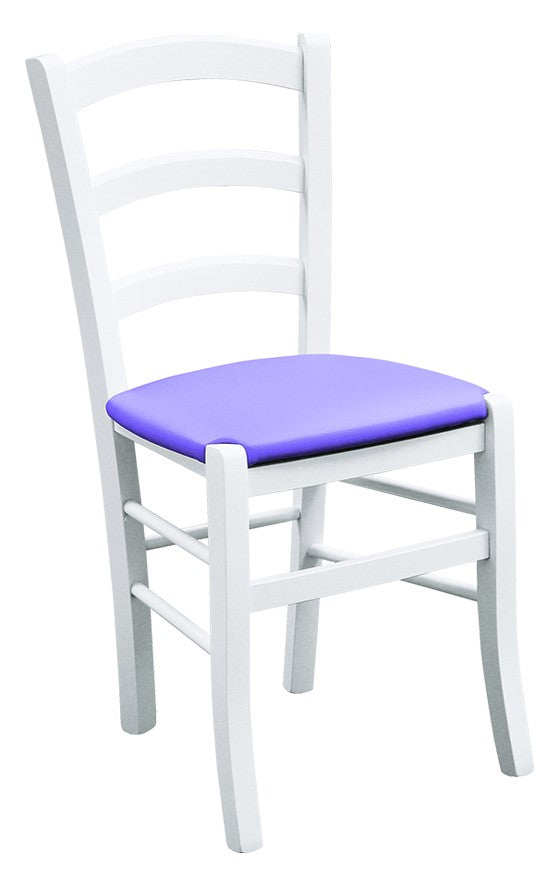 Set 2 sedie legno massello bianco seduta imbottita lilla - Mobili 2G