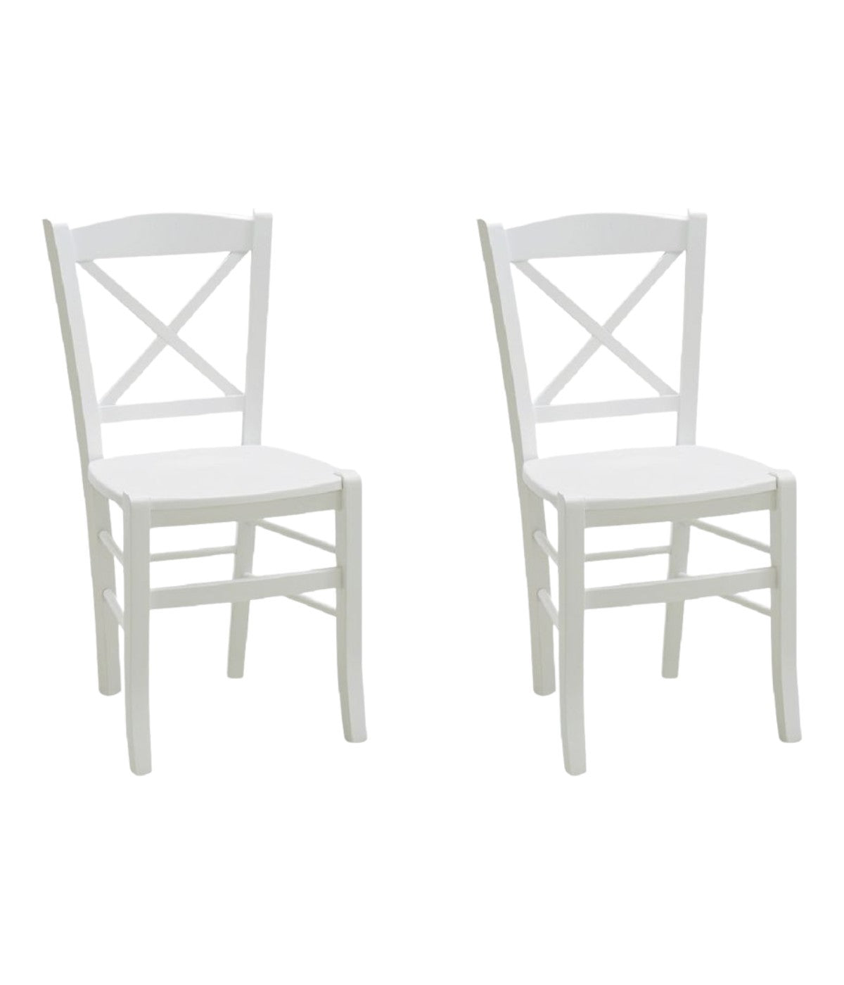 Set 2 sedie shabby in faggio laccata bianca con seduta in legno di faggio (751) - Mobili 2G