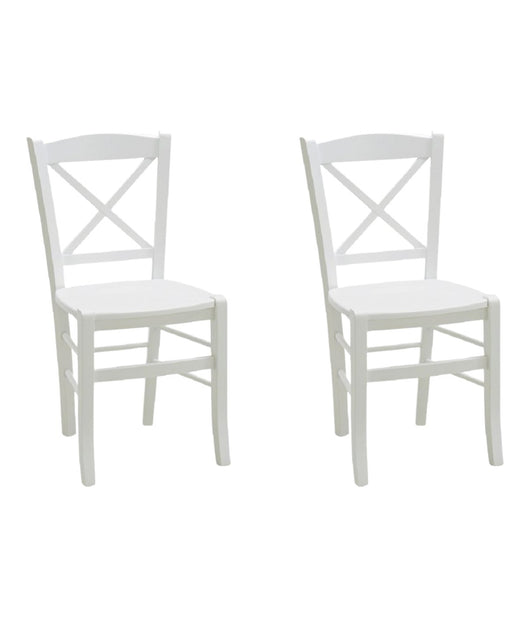 Set 2 sedie shabby in faggio laccata bianca con seduta in legno di faggio (751) - Mobili 2G