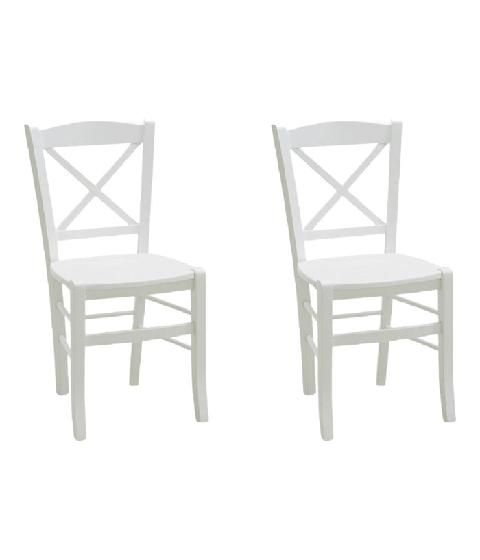 Set 2 sedie shabby in faggio laccata bianca con seduta in legno di faggio (751) - Mobili 2G