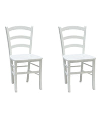 Set 2 sedie shabby campagnola legno laccato bianco (1001) - Mobili 2G