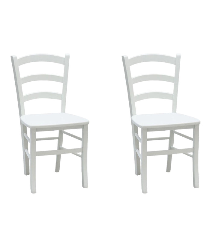 Set 2 sedie shabby campagnola legno laccato bianco (1001) - Mobili 2G