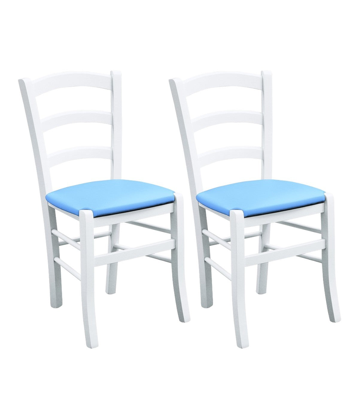 Set 2 sedie legno massello bianco seduta imbottita azzurro - Mobili 2G