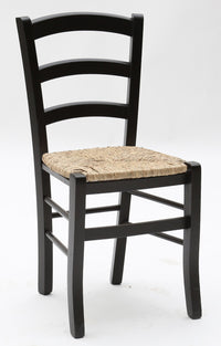 Set 02 sedie in legno massello finitura anilina nero/paglia - Mobili 2G