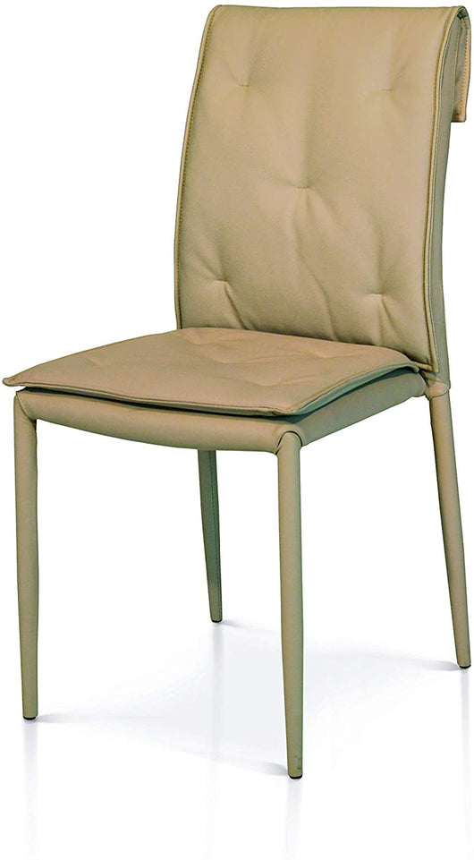 Set 4 sedie ecopelle trapuntate colore tortora 44x41 h.91