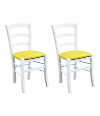 Set 2 sedie legno massello bianco seduta imbottita giallo - Mobili 2G