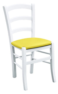 Set 2 sedie legno massello bianco seduta imbottita giallo - Mobili 2G