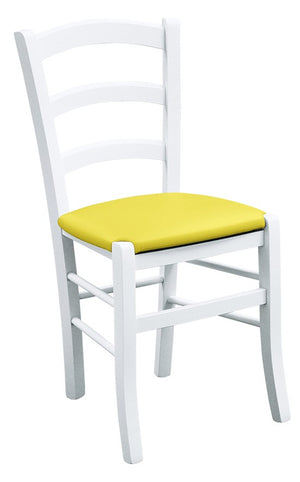 Set 2 sedie legno massello bianco seduta imbottita giallo - Mobili 2G