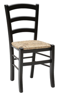 Set 02 sedie in legno massello finitura anilina nero/paglia - Mobili 2G