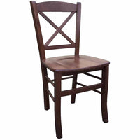 Set 2 sedie croce legno tinta noce seduta legno (760) - Mobili 2G