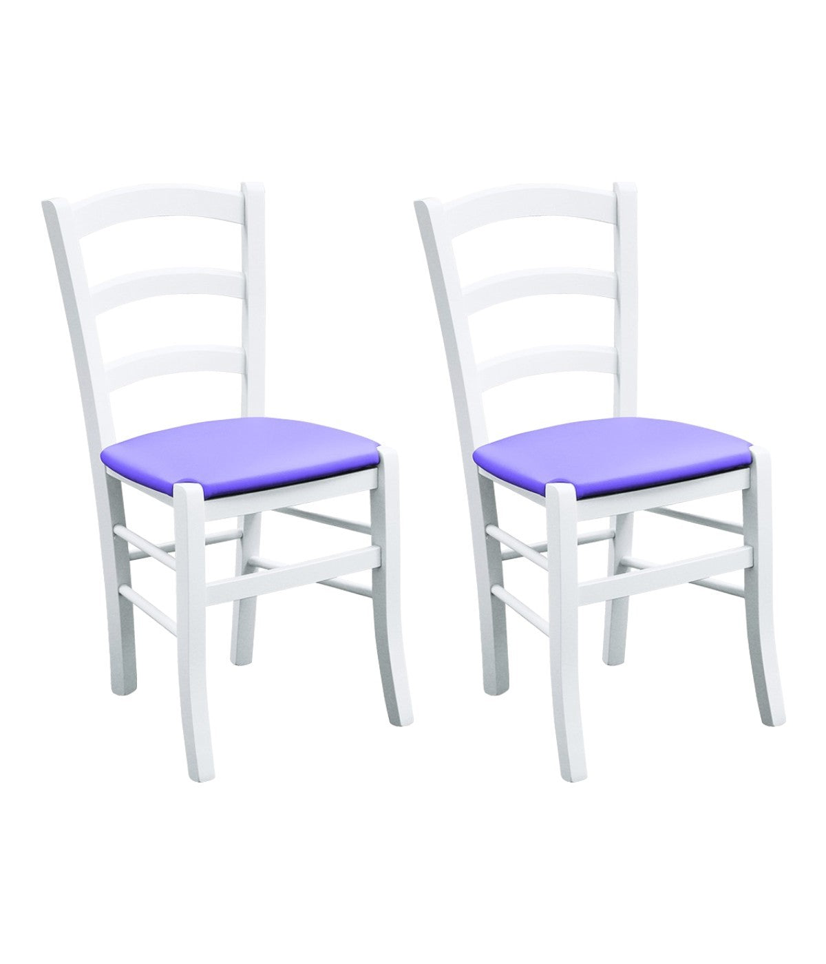 Set 2 sedie legno massello bianco seduta imbottita lilla - Mobili 2G