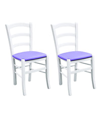 Set 2 sedie legno massello bianco seduta imbottita lilla - Mobili 2G