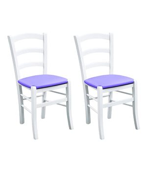 Set 2 sedie legno massello bianco seduta imbottita lilla - Mobili 2G