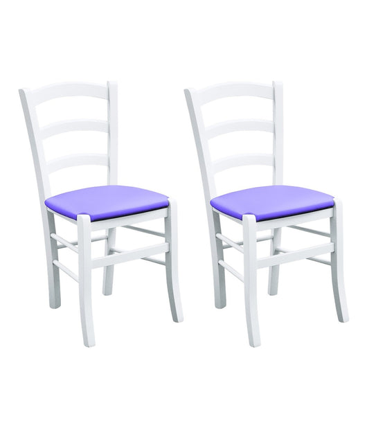 Set 2 sedie legno massello bianco seduta imbottita lilla - Mobili 2G