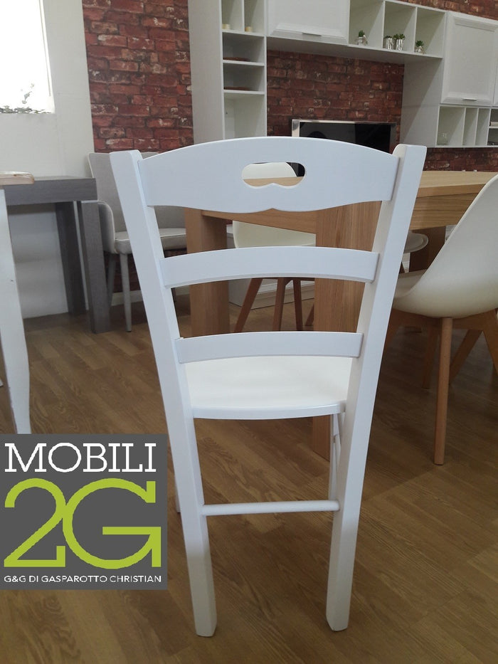 Set 2 sedie shabby impugnatura legno laccato bianco (1002) - Mobili 2G